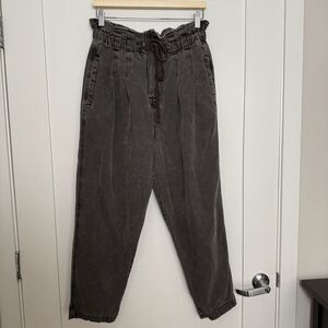 Free People Womens Margate Pleated Trouser Pants Size M Dark Gray Boho Casual